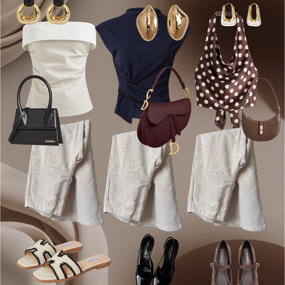 Pantalón crema - W leg - Neutral Summer Staple - talla small